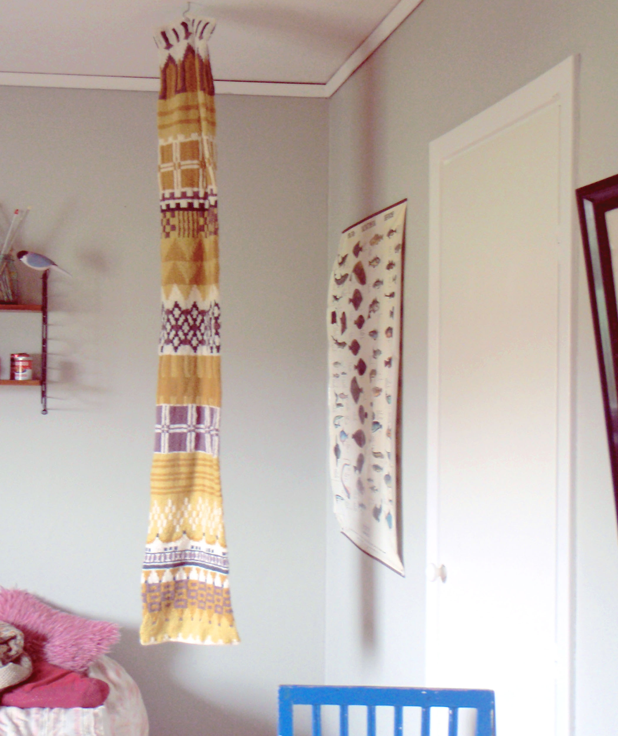 Mönsterstickad halsduk, dubbelstickad halsduk, tvåsidig halsduk, halsdukstub, tubstickad, rundstickad