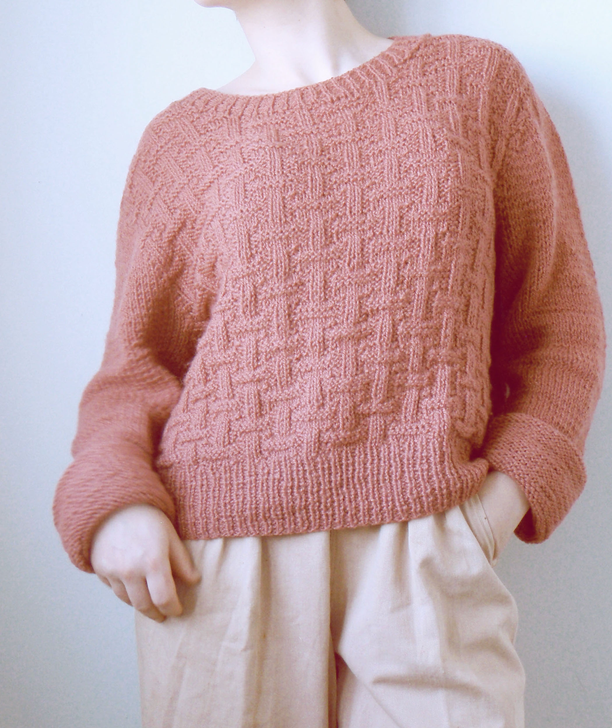 Stickad tröja, mönsterstickad tröja, slöjd, handarbete, textilhantverk, slöjd, handstickad tröja, strukturstickning