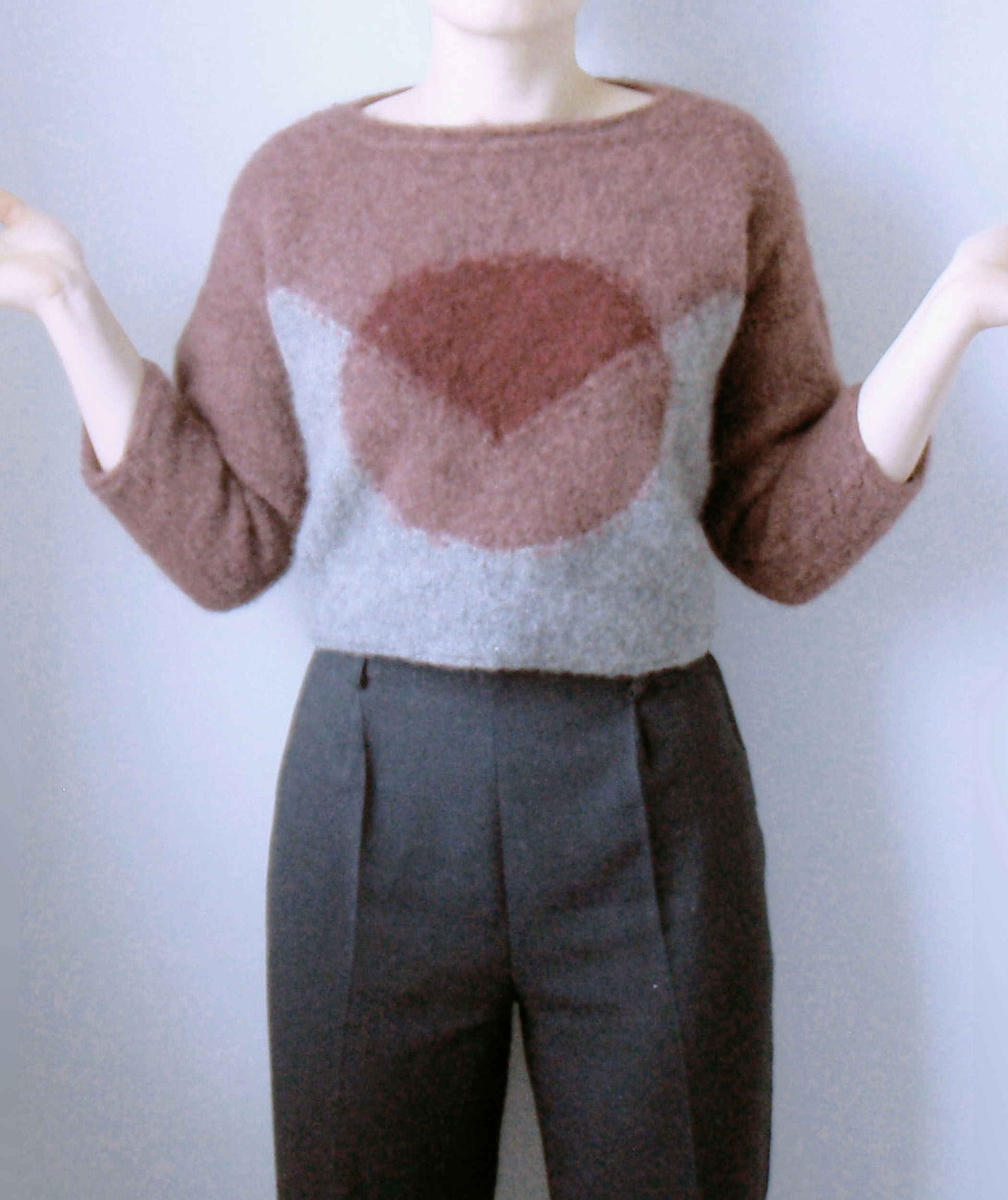 Tovad tröja, Stickad tröja, mönsterstickad tröja, slöjd, handarbete, textilhantverk, slöjd, handstickad tröja, intarsiastickning, stickad cirkel, Kampes ullgarn