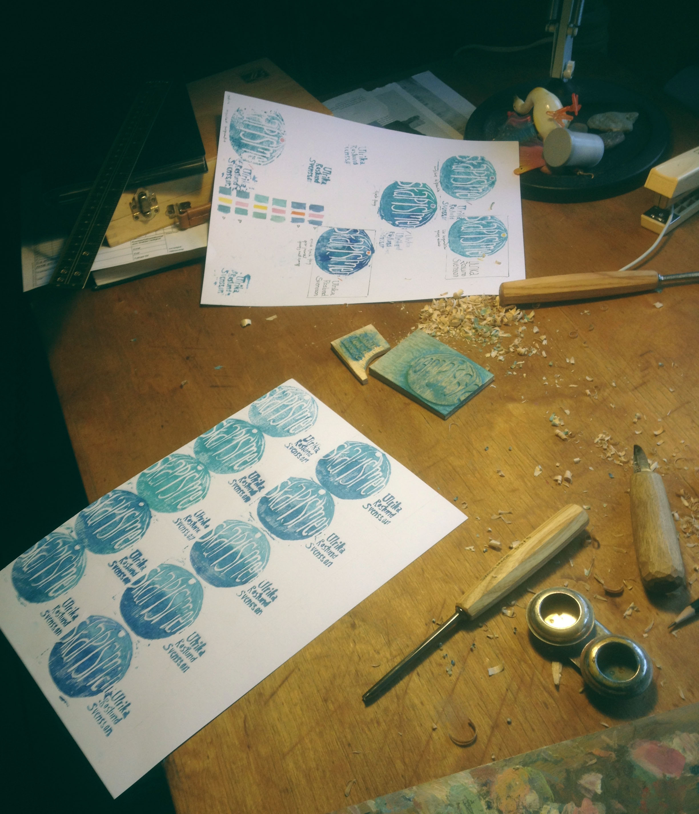 Visitkort träsnitt hemmatryck grafisk design